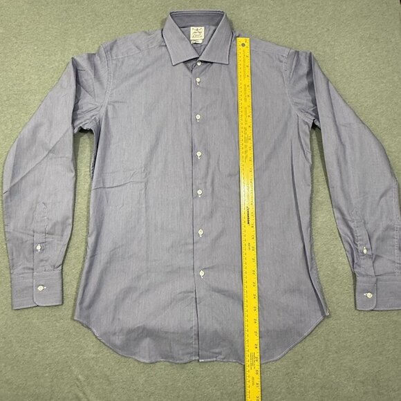 Alex Ingh Shirt Men 16 Blue Plaid Linen Button Up Long Sleeve Slim Made In Italy - Picture 4 of 9